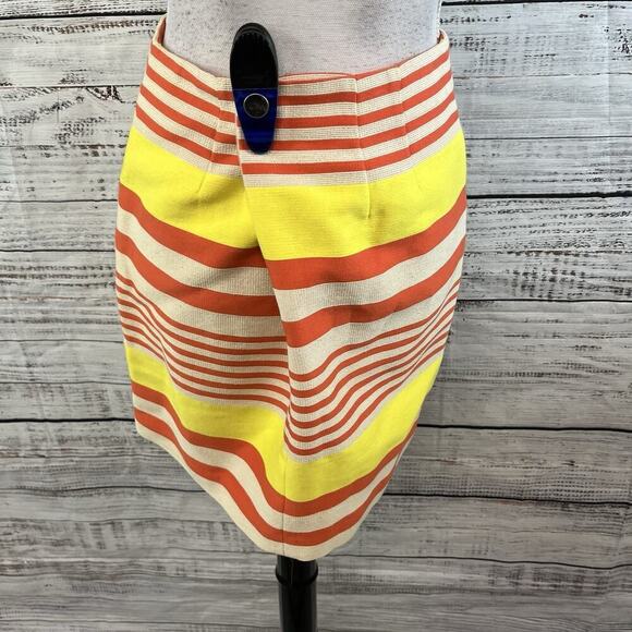 Ann Taylor Skirt size 6 Yellow Orange Tan Striped Tweed Straight Knee Casual - Picture 6 of 7